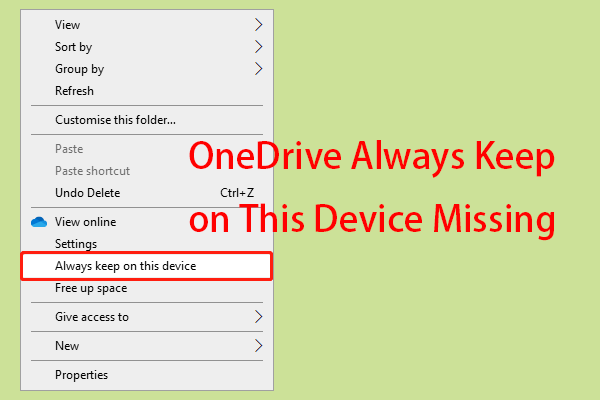 onedrive always keep on this device missing thumbnail