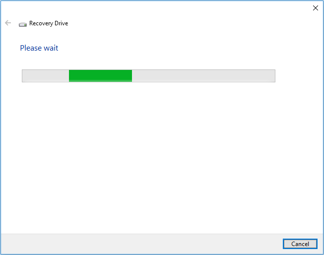 recovery drive stuck on please wait 1