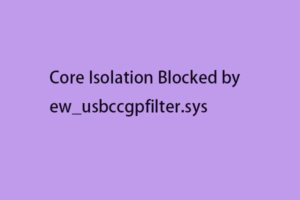 core isolation blocked by ew usbccgpfilter sys thumbnail