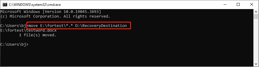 move folders subfolders using cmd 1 1