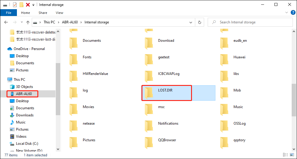 recover lost dir on sd card 1