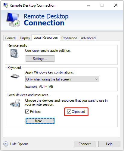 remote desktop not allowing copy paste 1