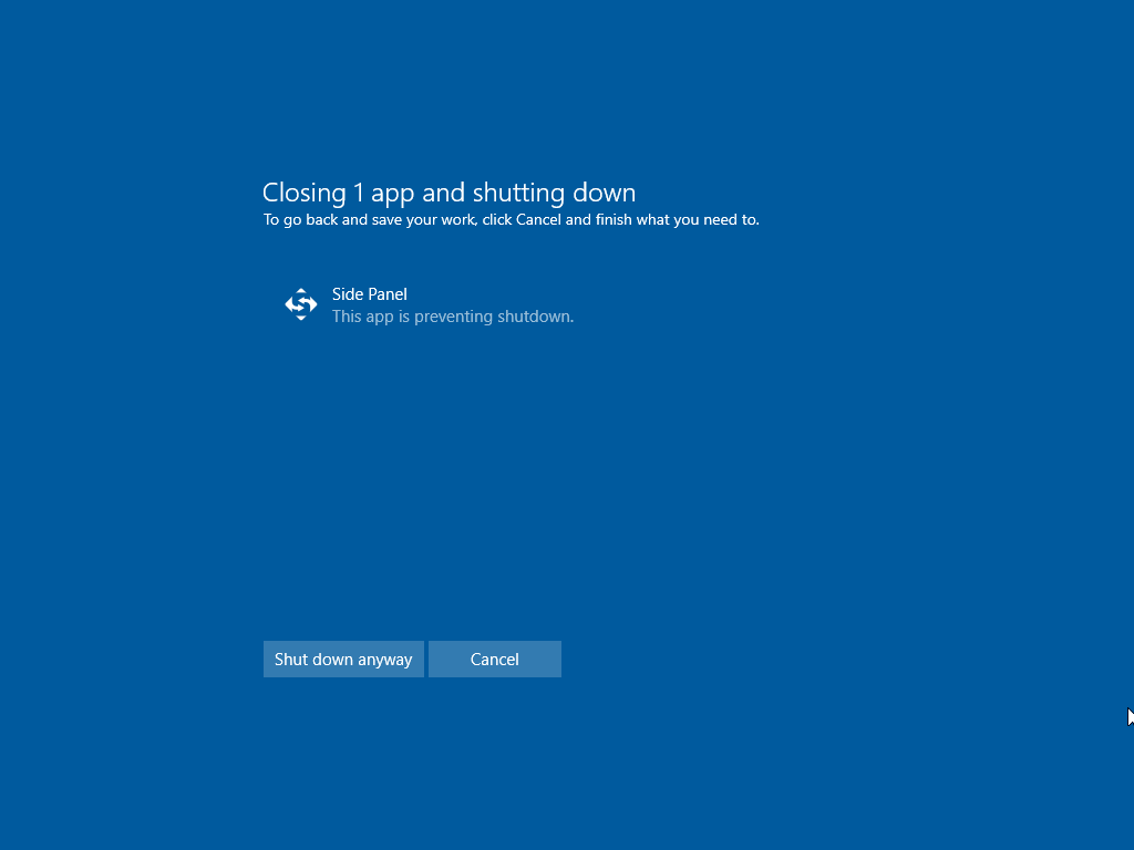 closing 1 app and shutting down 1