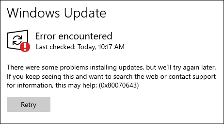 kb5034441 fails to install with code 0x80070643 1