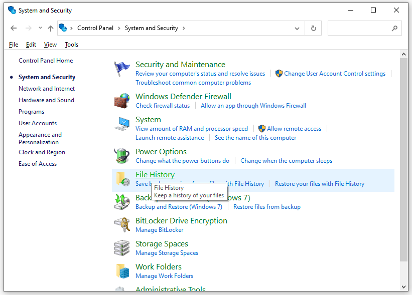 make file history backup to onedrive 1
