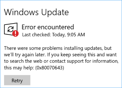 powershell script for windows 10 0x80070643 1