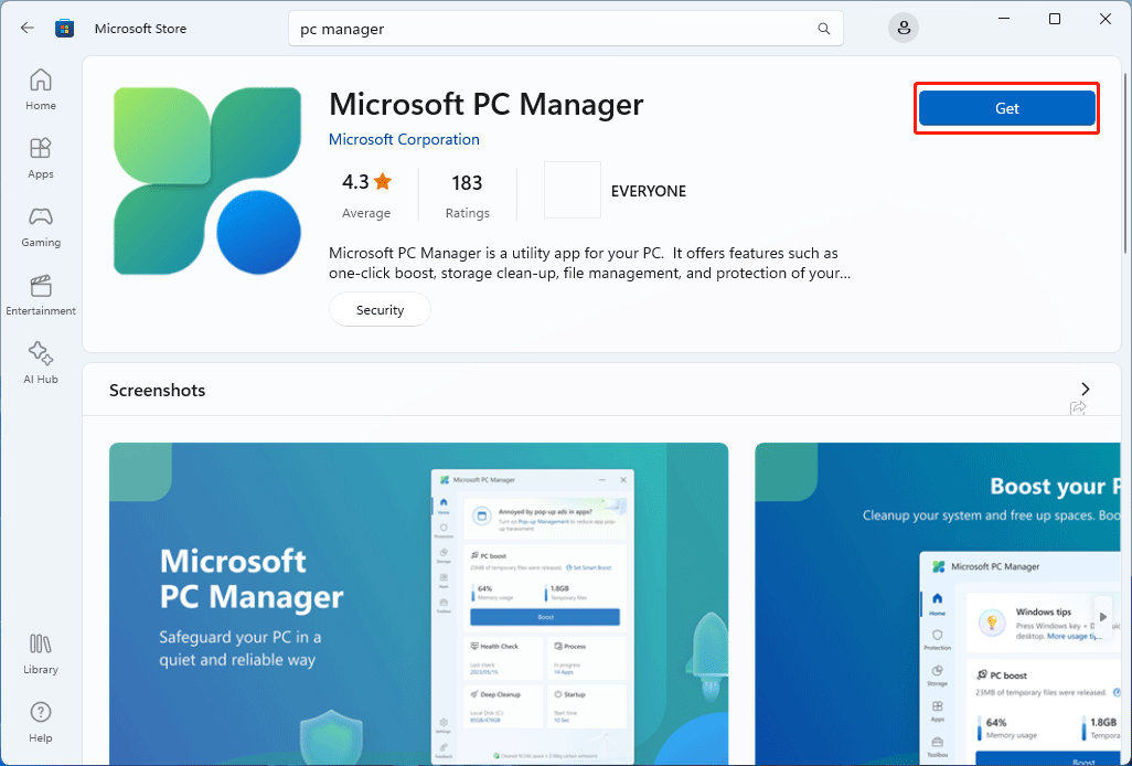 pc manager is not available in microsoft store 1