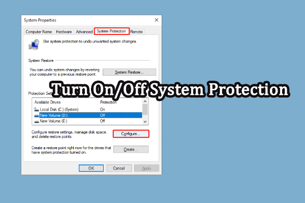 turn on off system protection thumbnail