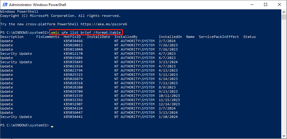 uninstall windows updates using powershell 1