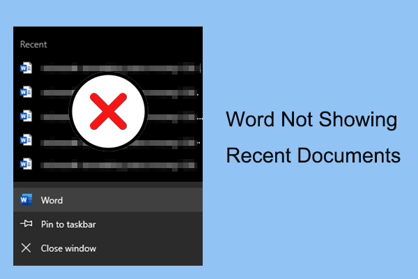 word not showing recent documents thumbnail