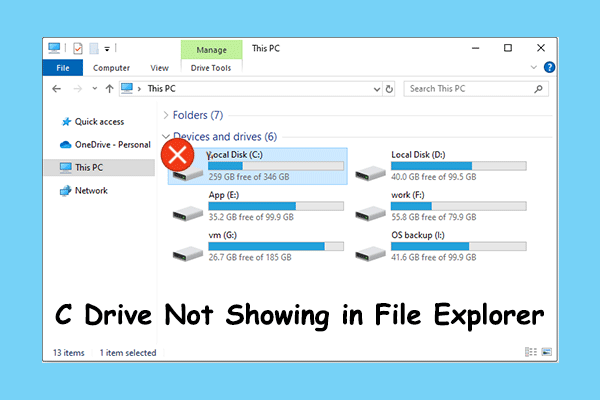 c drive not showing in file explorer thumbnail