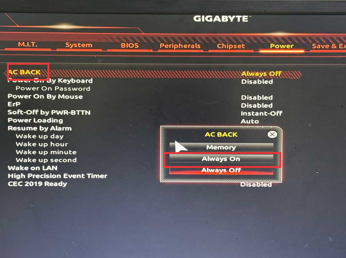 configure windows to auto restart after a power failure 1
