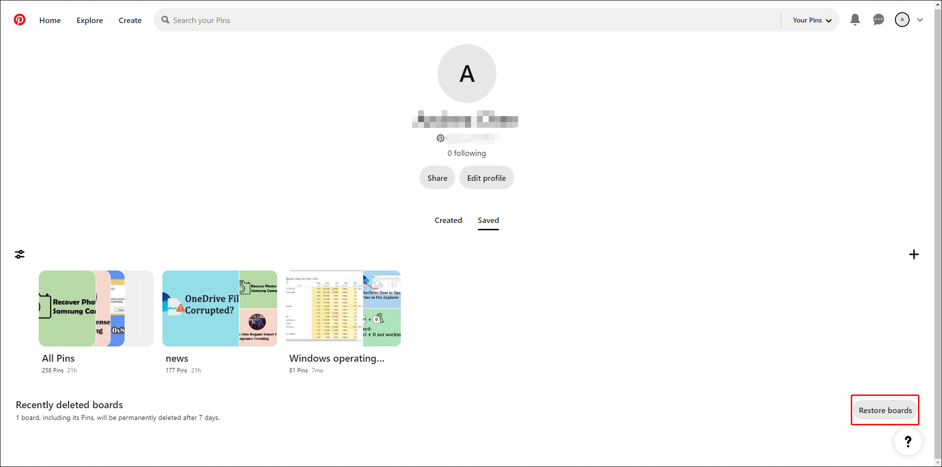 recover missing pins and boards on pinterest 1