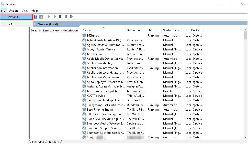 reset services.msc console 1