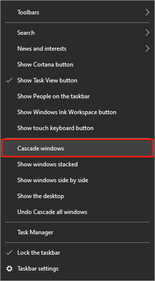 cascade all open windows on windows 11 10 1