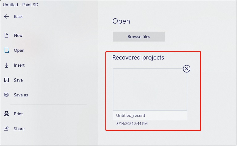 how to recover paint 3d projects 1