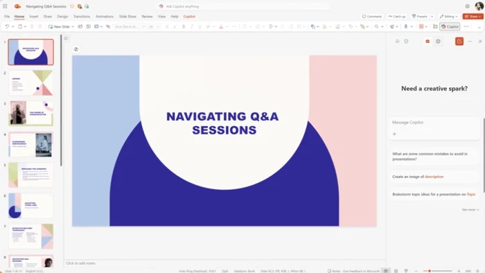 Microsoft Copilot membantu membuat presentasi di PowerPoint