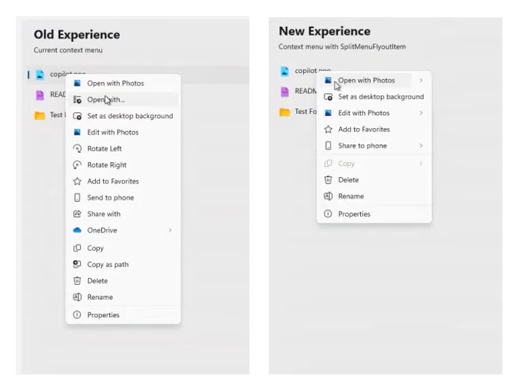Context Menu Windows 11 Dirombak: Lebih Cepat, Rapi, dan Intuitif! 3 Ilustrasi Fitur SplitMenuFlyoutItem di Windows 11