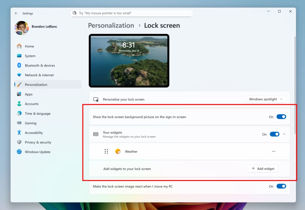 featured windows 11 build 27982 personalisasi sharing file