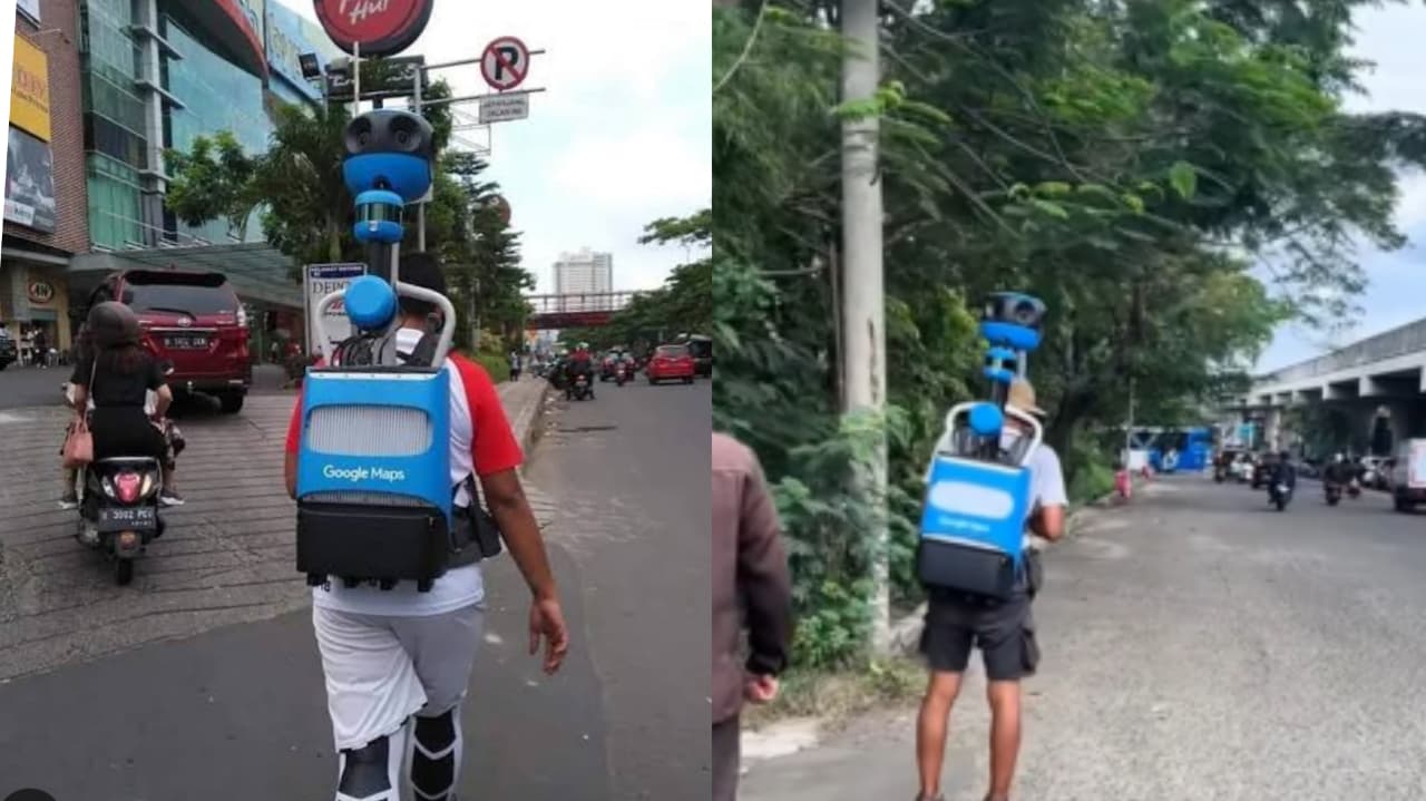 Petugas Google Maps jalan kaki dengan Trekker