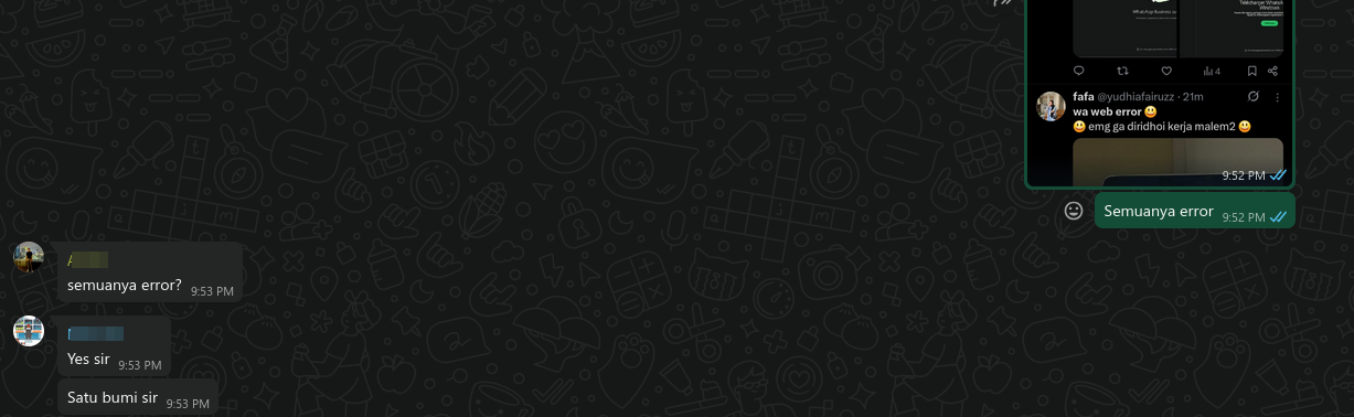 Grafik laporan gangguan WhatsApp Web Global pada 4 November 2025