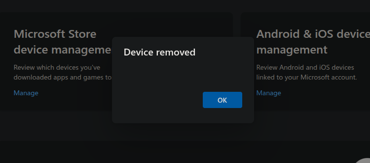 Pop-up notifikasi Device removed