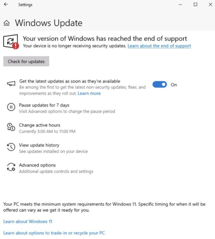 Logo Windows Update dan notifikasi pembaruan
